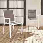 Lot de 2 fauteuils Chicago - Aluminium blanc et textilène taupe, empilables Photo1