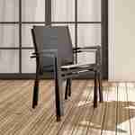 Lot de 2 fauteuils - Chicago / Odenton / Philadelphie Anthracite - En aluminium anthracite et textilène gris taupe, empilables Photo3