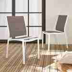 Set of 2 stackable chairs - Chicago - White aluminium and Beige-Brown textilene Photo1