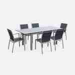 Ensemble Chicago 210, 1 table extensible, 2 fauteuils, 4 chaises en aluminium et textilène Photo1