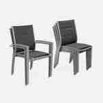 Chicago set, 1 tafel met een verlengstuk,  2 fauteuils, 4 stoelen uit aluminium en textileen Photo8