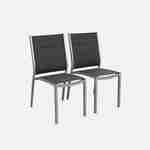 Chicago set, 1 tafel met een verlengstuk,  2 fauteuils, 4 stoelen uit aluminium en textileen Photo6