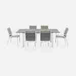 Chicago set, 1 tafel met een verlengstuk,  2 fauteuils, 4 stoelen uit aluminium en textileen Photo3