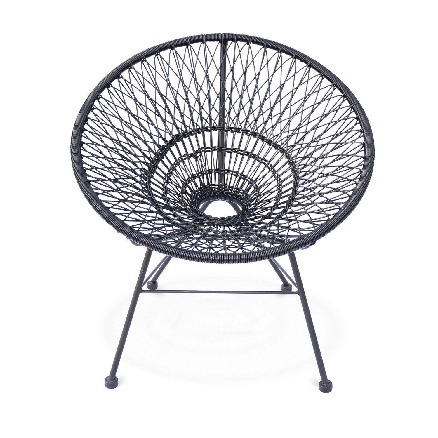 Cadeira de braços de design - Tulum Noir - Fauteuil design scoubidou cordage PVC Photo2