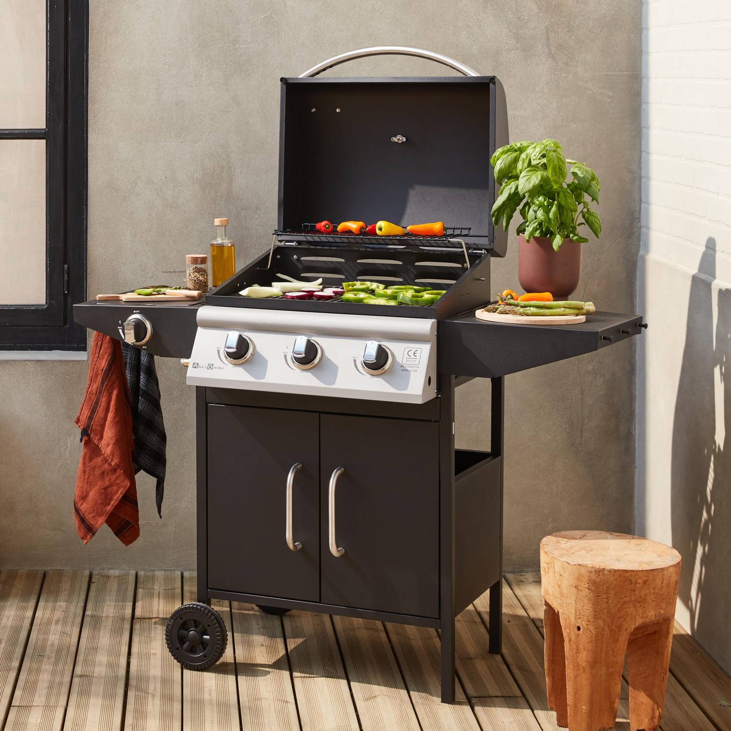 Barbecue a gás, cozinha de exterior, preto, 3 queimadores - Athos Photo2