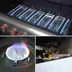 Churrasqueira a gás - Bazin 6 Gris antracite - Cozinha exterior 6 queimadores + 1 lareira com prateleiras e termómetro e rodas Photo12