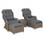Set mit 2 Sesseln aus abgerundetem Kunststoffrattan und Aluminium - Barletta Natur - Rattan-Optik, anthrazitfarbene Kissen | sweeek