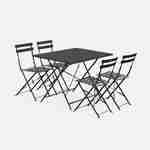 Tavolo da giardino, bar bistrot, pieghevole - modello: Emilia, rettangolare, colore: Antracite - Tavolo, dimensioni: 110x70cm, con quattro sedie pieghevoli, acciaio termolaccato Photo2