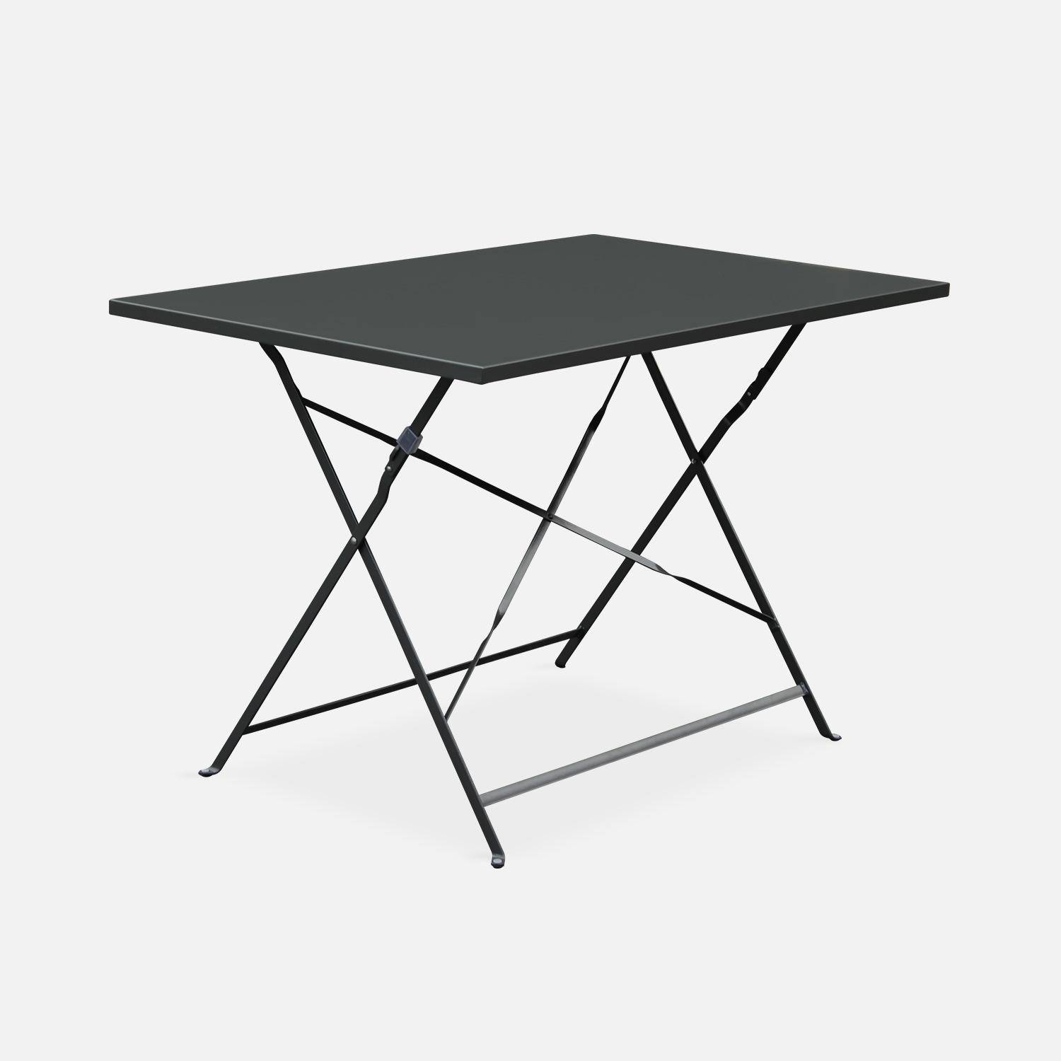 4-seater foldable thermo-lacquered steel bistro garden table with chairs, Emilia set 110cm, Anthracite Photo4
