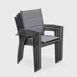 Ausziehbarer Tisch Gartengarnitur - Philadelphie Anthrazit - Aluminiumtisch 200/300 cm, Glasplatte, Verlängerung, 8 Sitze aus Textilene Photo7