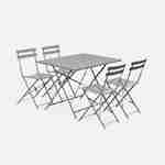 Emilia - Bistro set van rechthoekige tafel en 4 inklapbare stoelen - Staal met poedercoating - Mat Photo1