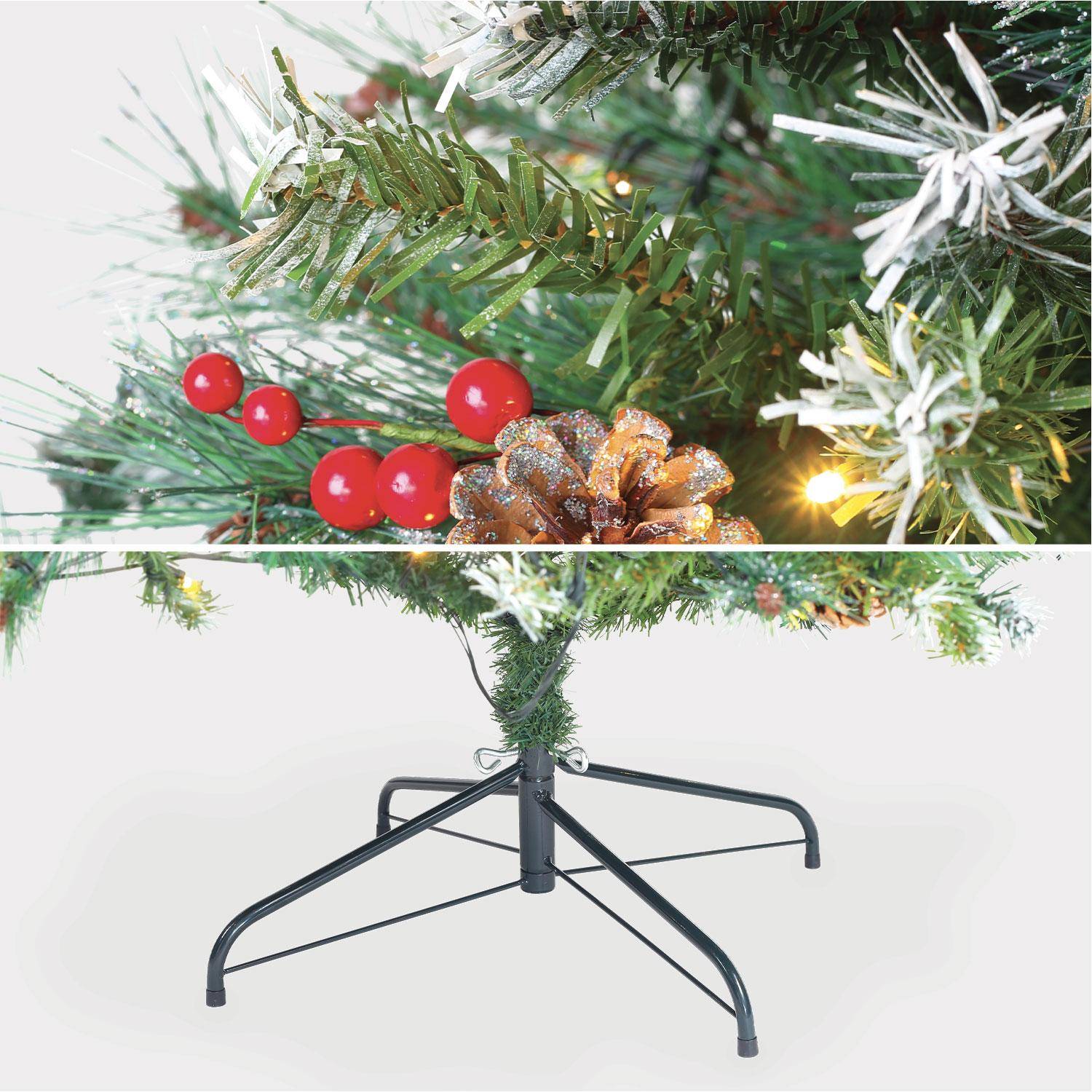 Árvore de Natal artificial de luxo de 210 cm com guirlanda de luzes, decorações e suporte incluídos Photo5