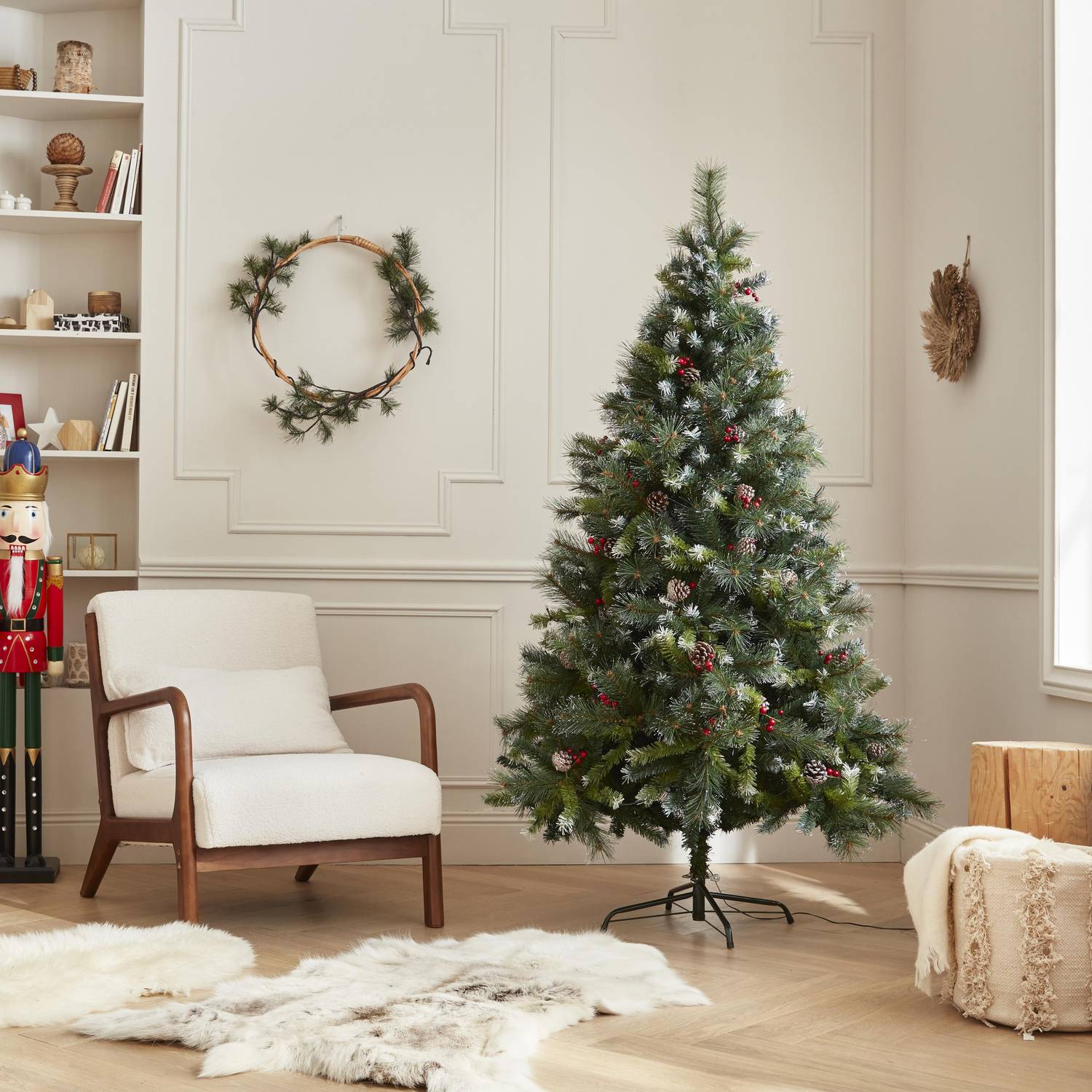 Albero di Natale artificiale deluxe da 210 cm con ghirlanda luminosa, decorazioni e supporto inclusi Photo2