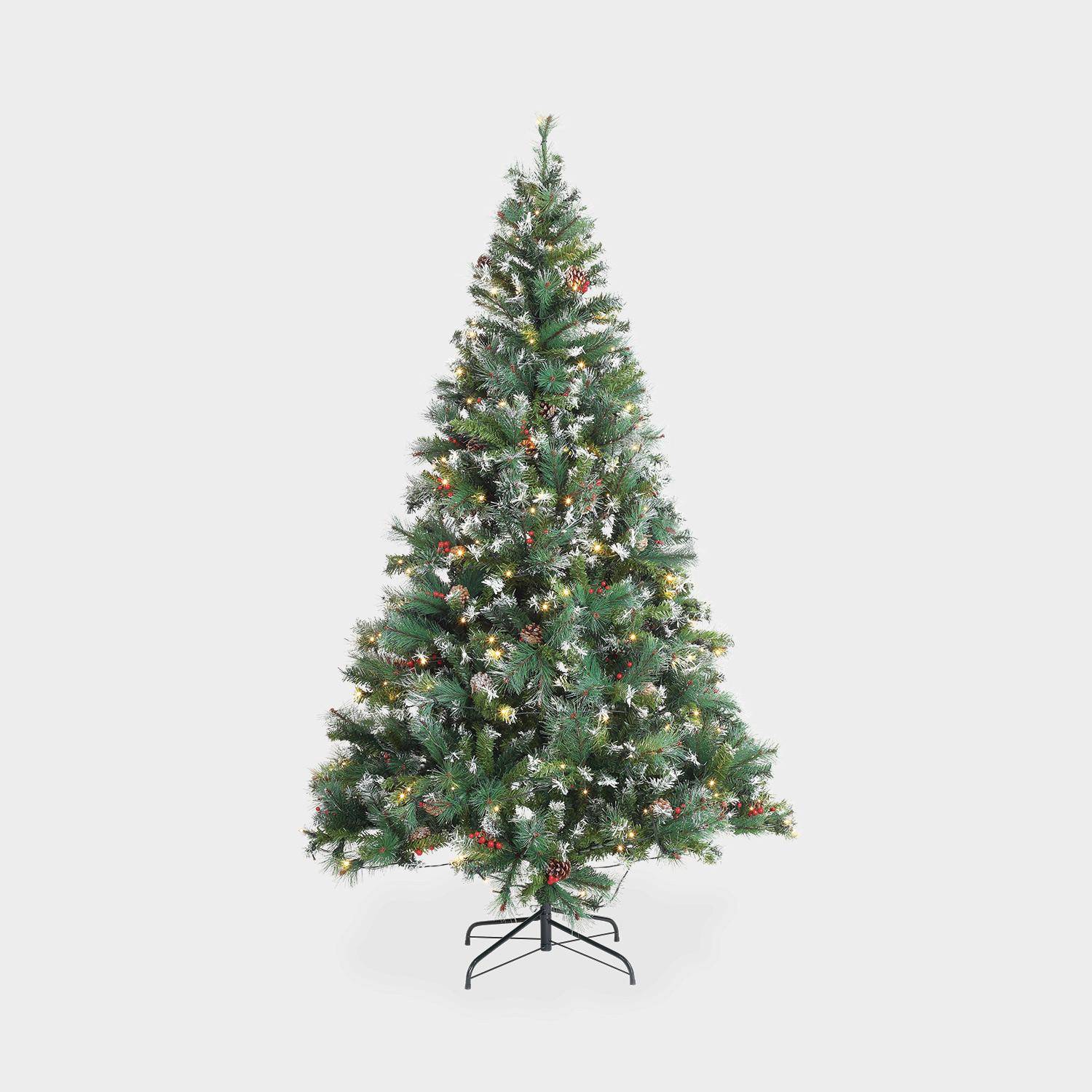 Árvore de Natal artificial de luxo de 210 cm com guirlanda de luzes, decorações e suporte incluídos Photo3