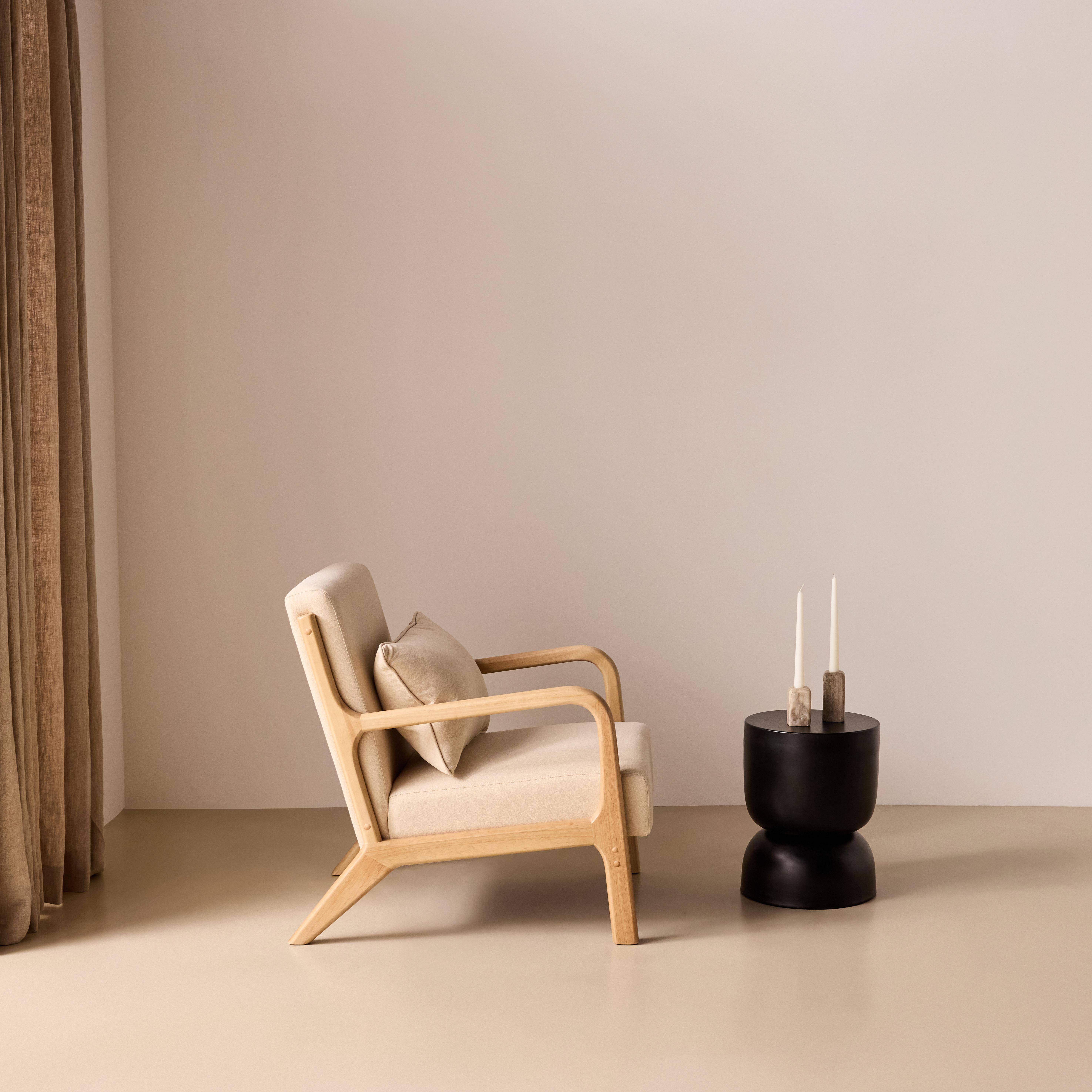 Poltrona scandinava in legno e tessuto con braccioli Beige - 65x80x79 cm,sweeek,Photo2
