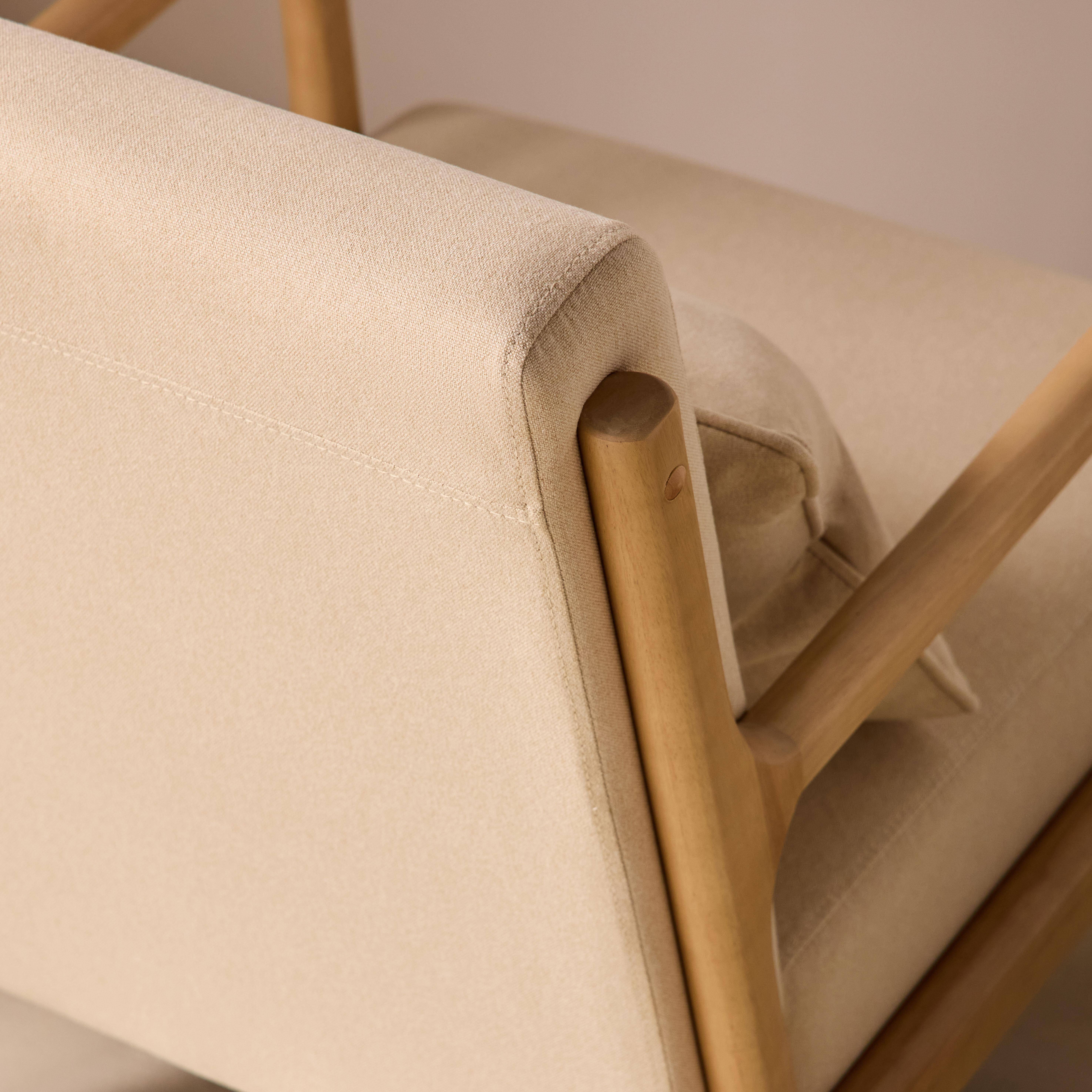 Poltrona scandinava in legno e tessuto con braccioli Beige - 65x80x79 cm,sweeek,Photo4