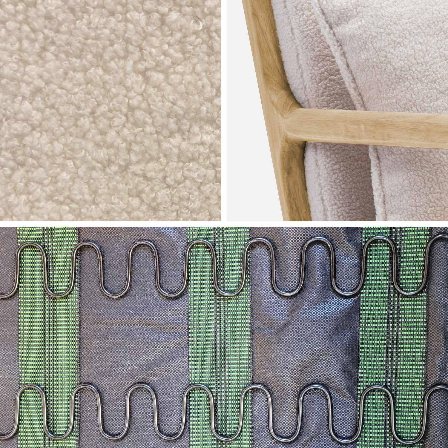 Scandinavische fauteuil met naturelkleurig hout en bouclé crème - Lorens,sweeek,Photo6