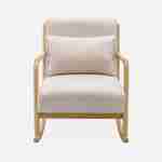 Sedia a dondolo di design in legno e tessuto, 1 posto, sedia a dondolo scandinava, beige Photo4