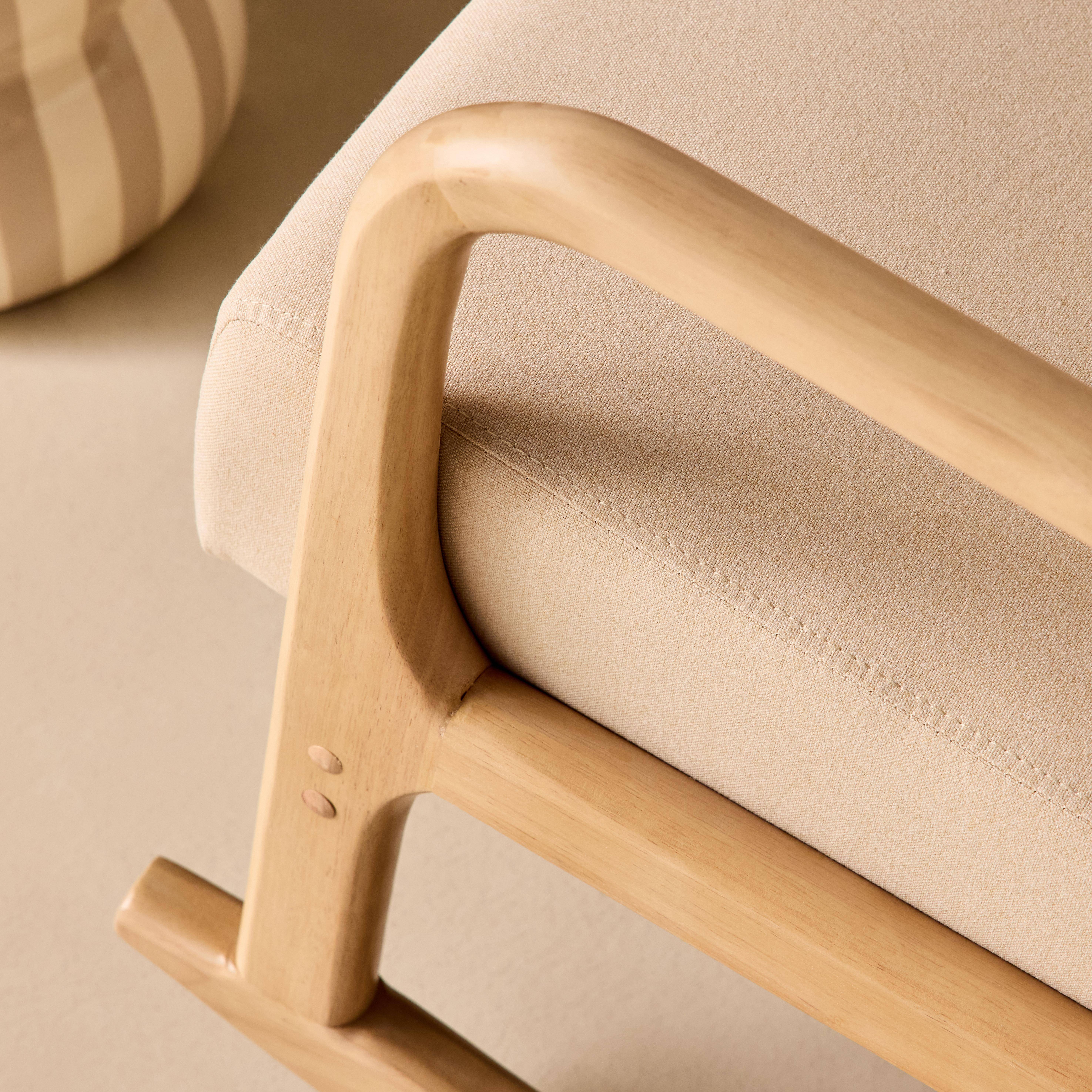 Scandinavische schommelstoel met hout en stof beige - Lorens Photo4