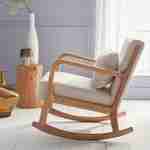 Fauteuil à bascule design en bois et tissu, 1 place, rocking chair scandinave, beige Photo2
