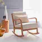 Fauteuil à bascule design en bois et tissu, 1 place, rocking chair scandinave, beige Photo1