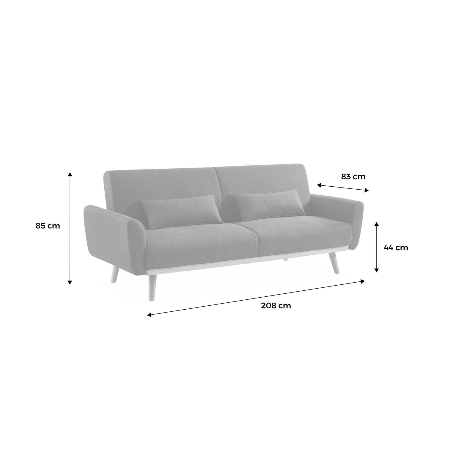 Sofá-cama de design em tecido - Oskar - 2 - 3 lugares de linhas rectas escandinavas com pernas de madeira Photo9