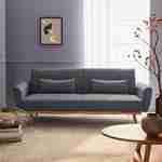 Sofá-cama de design em tecido - Oskar - 2 - 3 lugares de linhas rectas escandinavas com pernas de madeira Photo1