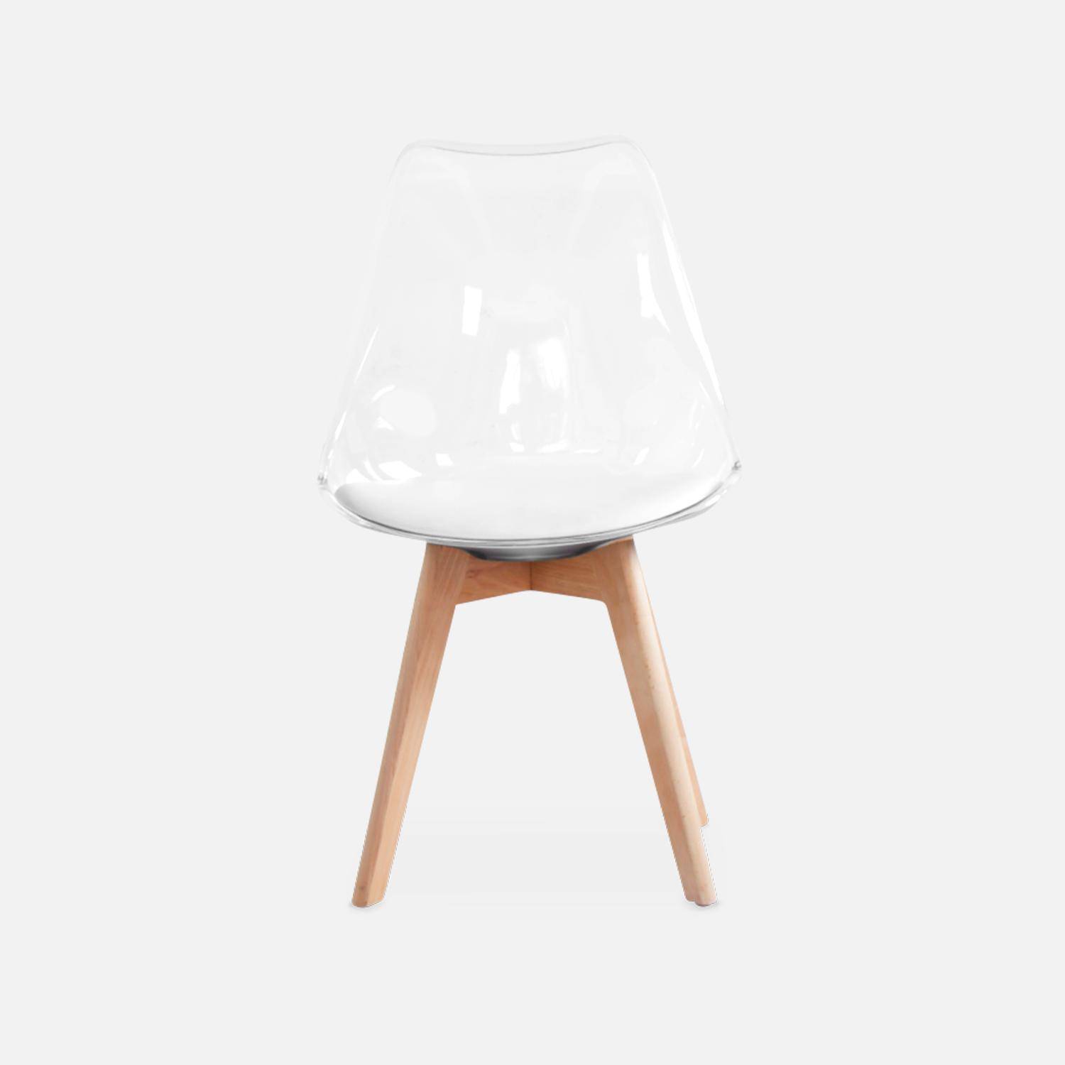 Juego de 4 sillas escandinavas - Lagertha - patas de madera, asientos individuales, cojín blanco, carcasa transparente ,sweeek,Photo8