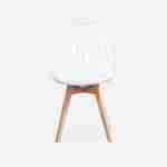 Lot de 4 chaises scandinaves - Lagertha - pieds bois, fauteuils 1 place, coussin blanc, coque transparente  Photo8