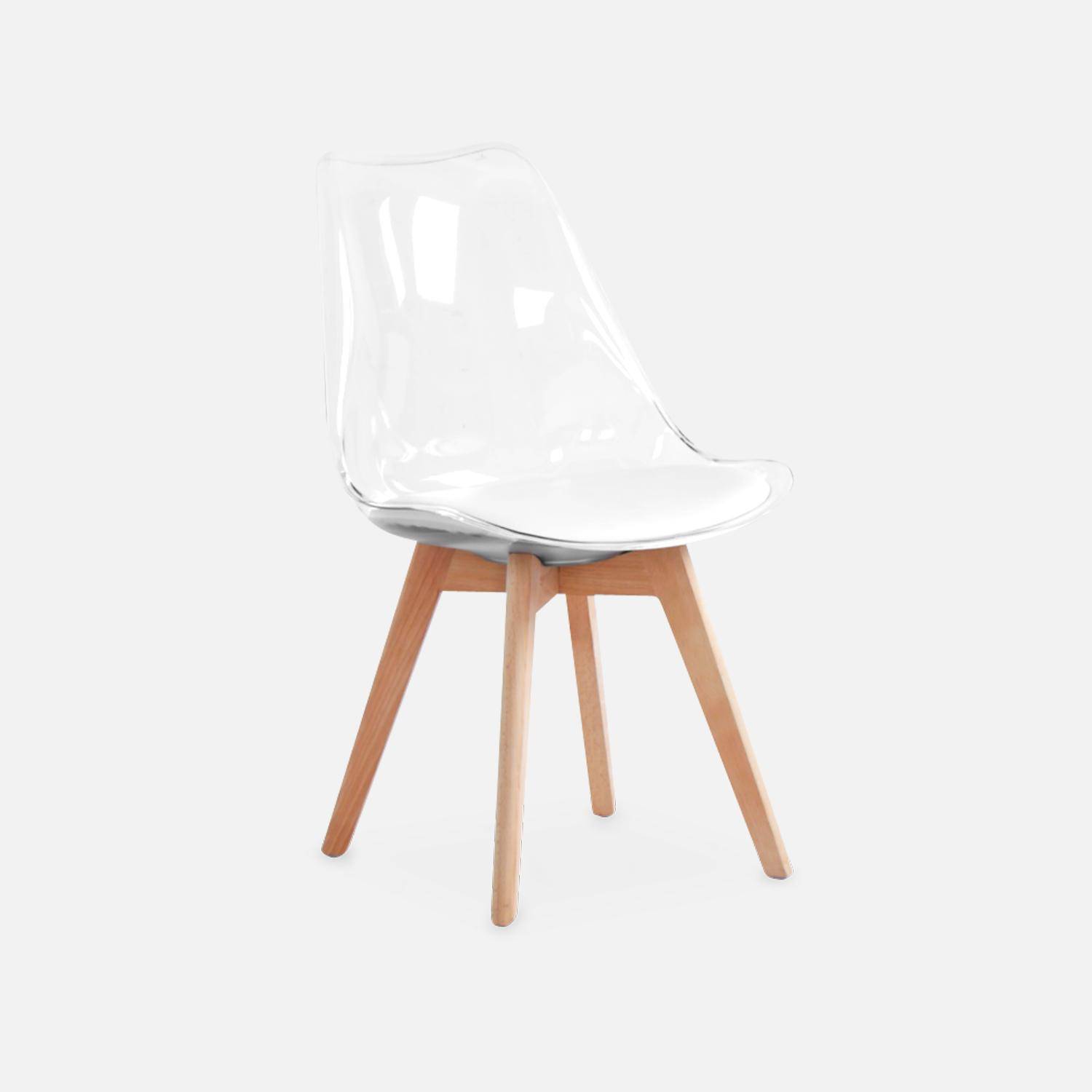 Juego de 4 sillas escandinavas - Lagertha - patas de madera, asientos individuales, cojín blanco, carcasa transparente ,sweeek,Photo5