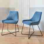 Lot de 2 chaises - Astrid - en velours côtelé bleu, 56,5 x 62 x 82,5cm Photo1