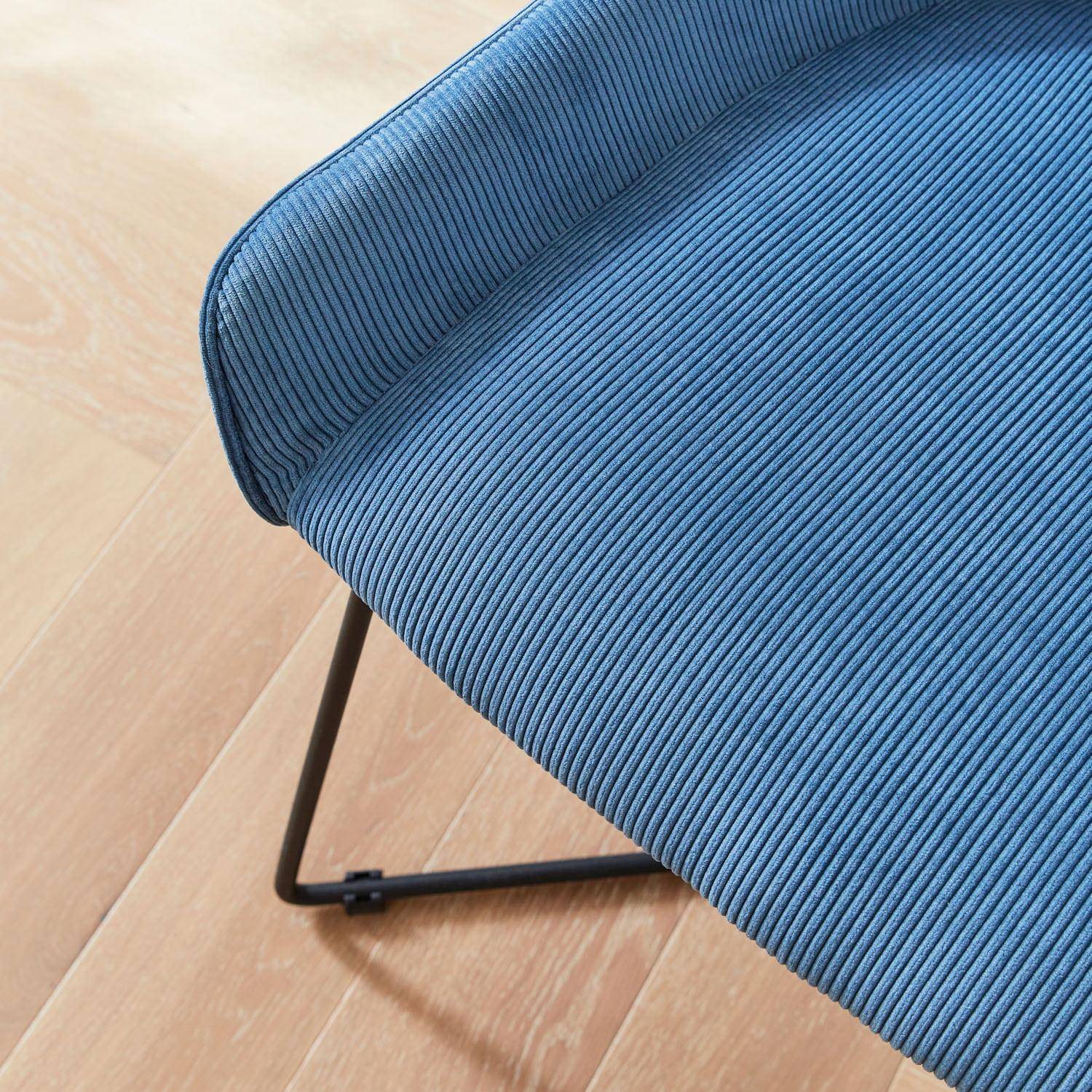 Set van 2 stoelen, blauw ribfluweel, 56.5 x 62 x 82.5cm Photo3