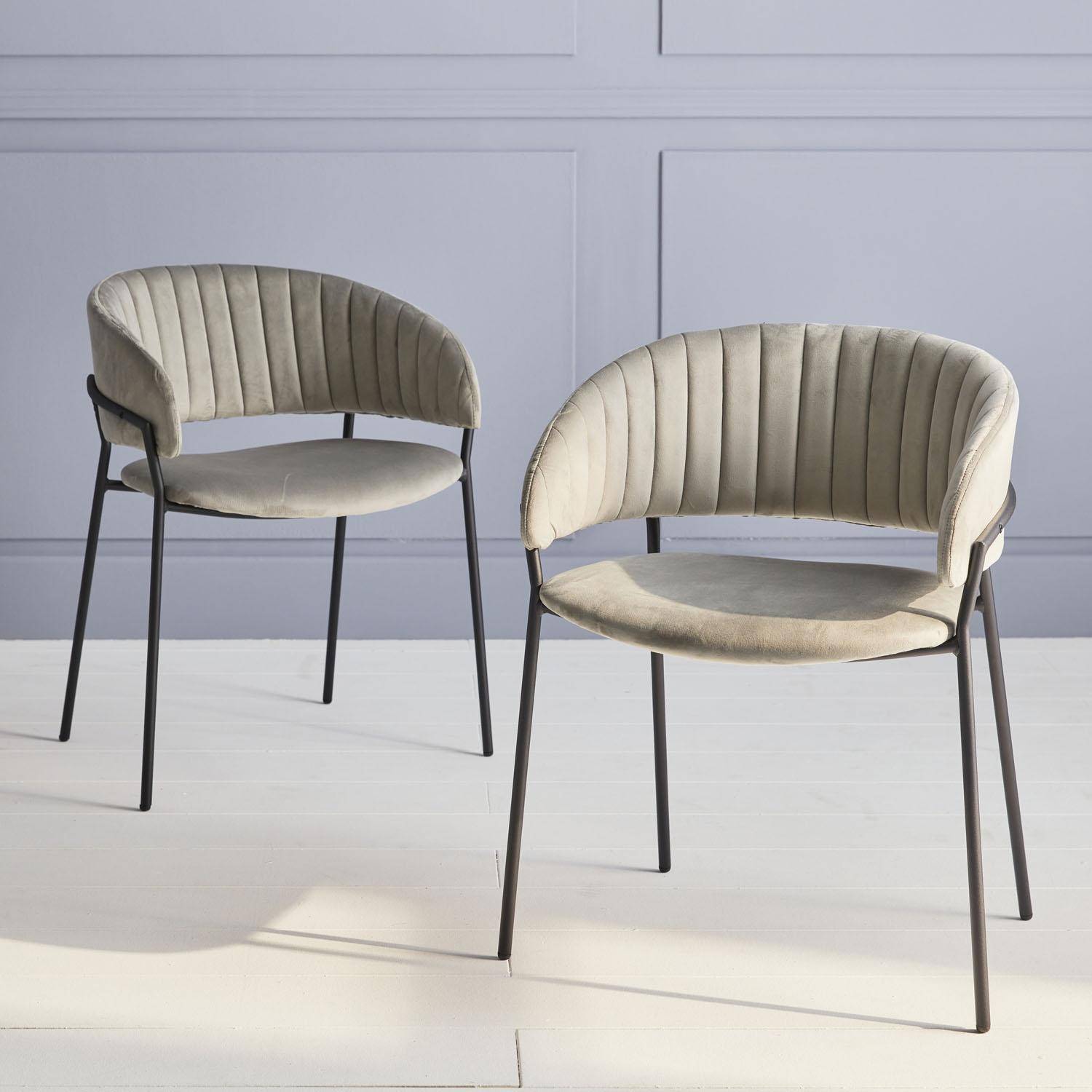 Lot de 2 chaises design - Ebba - en velours gris, 59 x 55 x 73,5cm,sweeek,Photo1