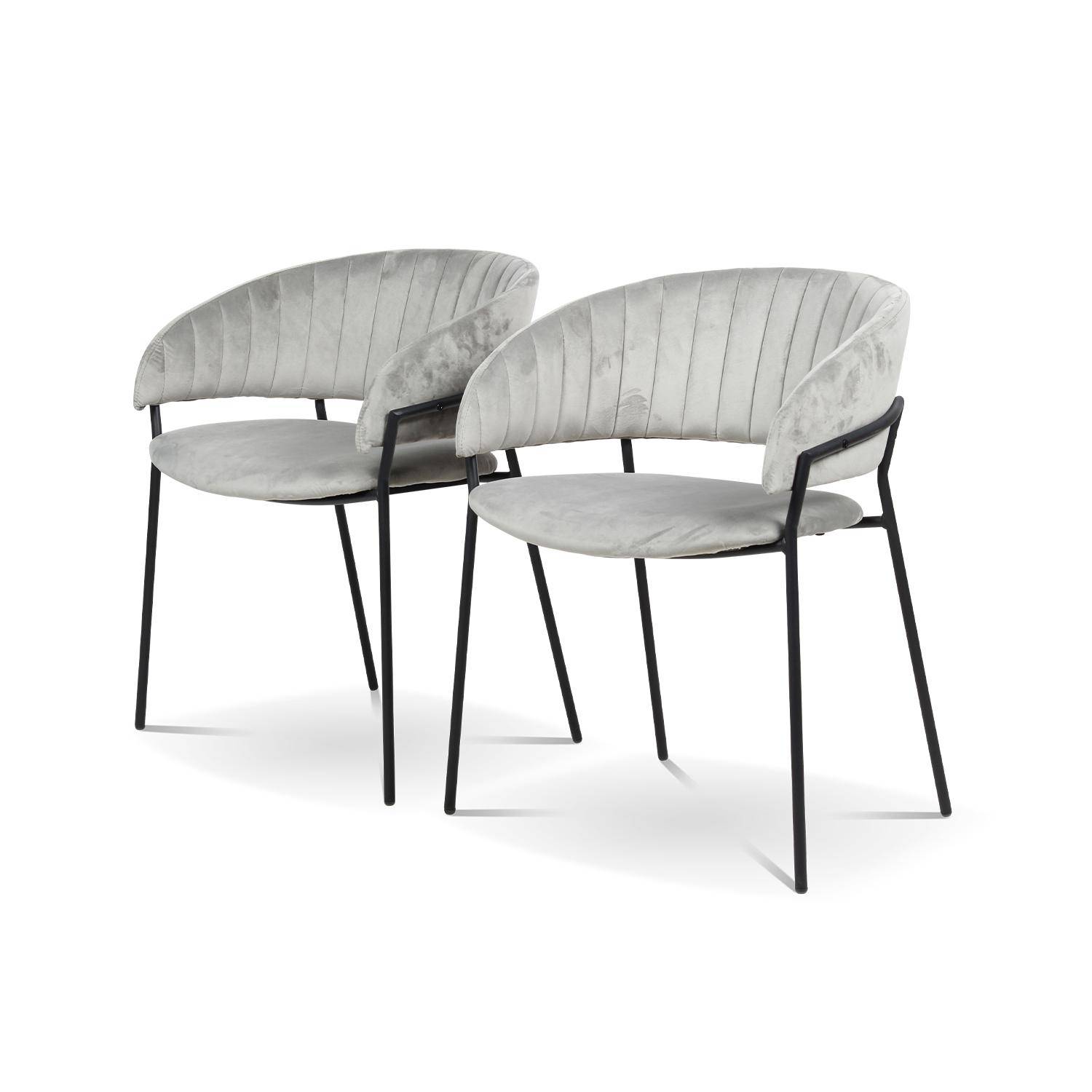 Set aus 2 Stühlen - Ebba - aus grauem Samt, 59 x 55 x 73,5cm Photo3