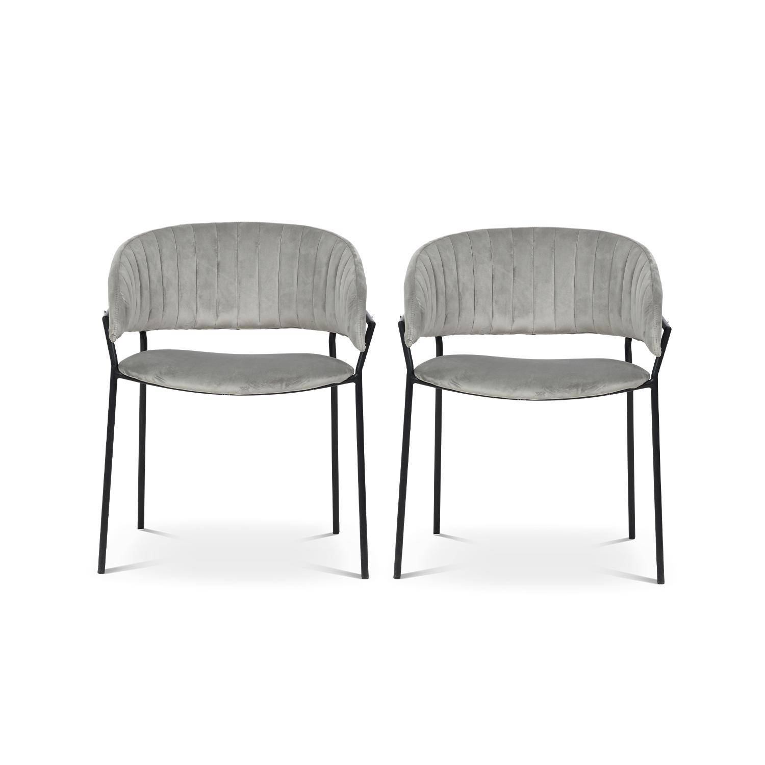 Lot de 2 chaises design - Ebba - en velours gris, 59 x 55 x 73,5cm,sweeek,Photo4