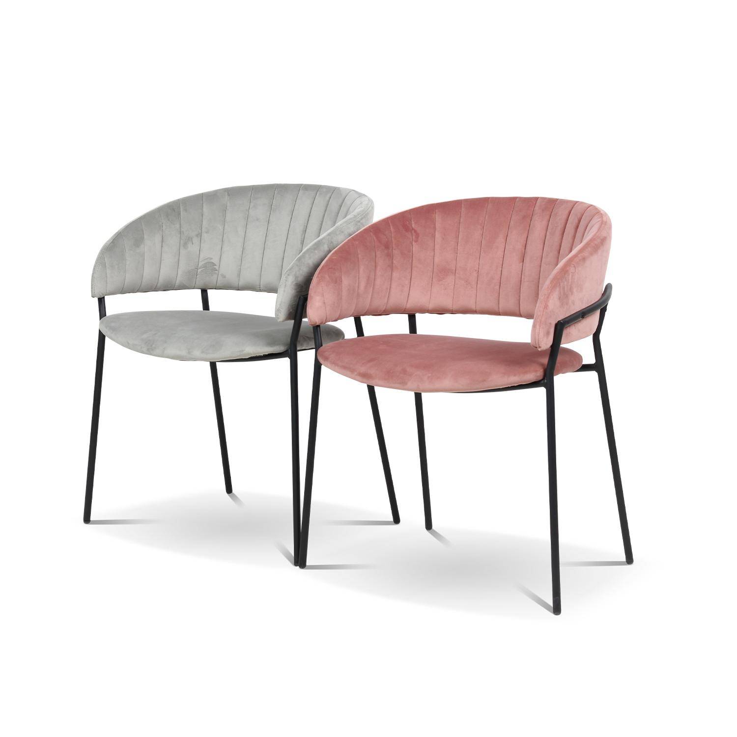 Lot de 2 chaises design - Ebba - en velours gris, 59 x 55 x 73,5cm Photo8