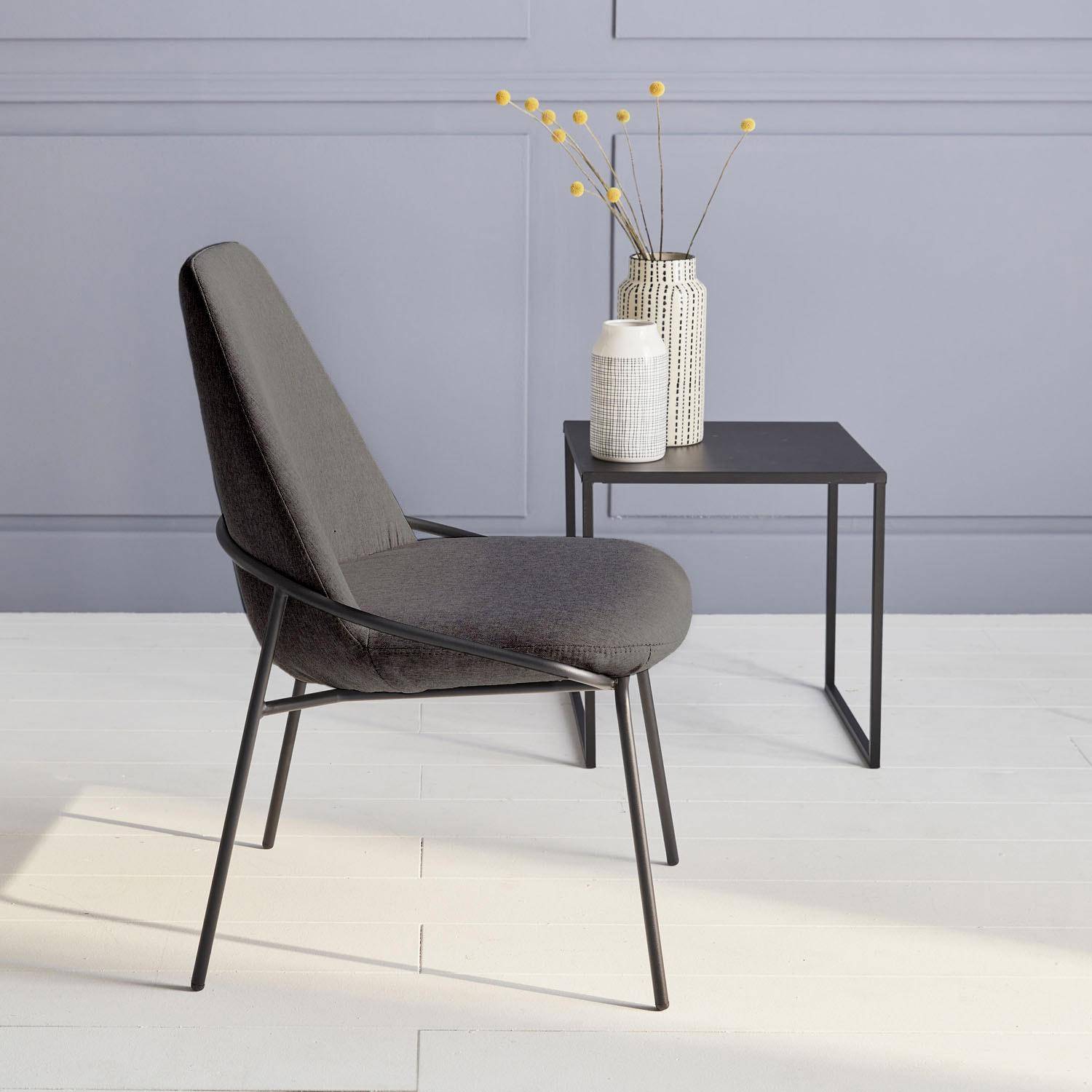 Chaise design - Lisbet - en tissu gris foncé, 56,5 x 63 x 82,5cm Photo2