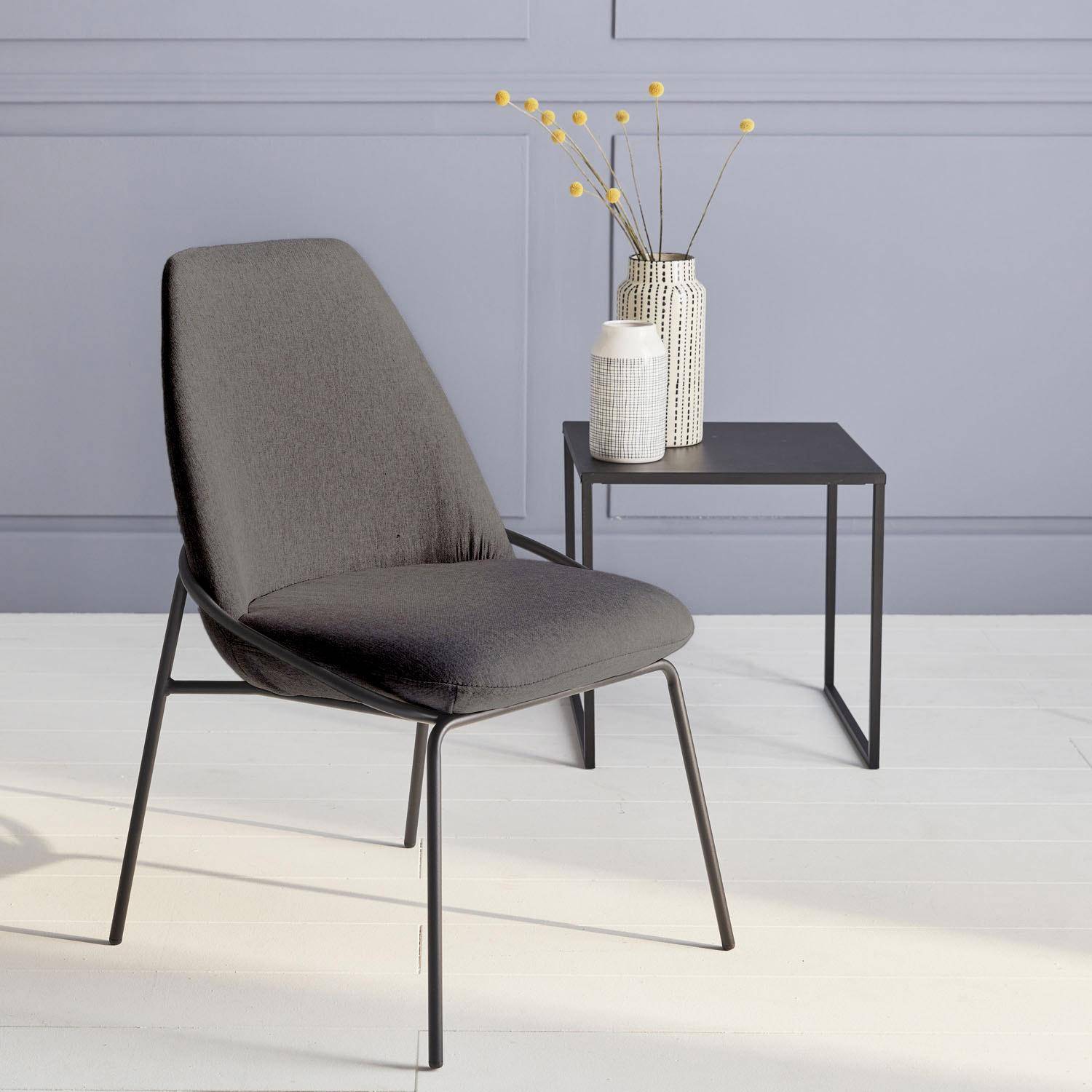 Chaise design - Lisbet - en tissu gris foncé, 56,5 x 63 x 82,5cm Photo1