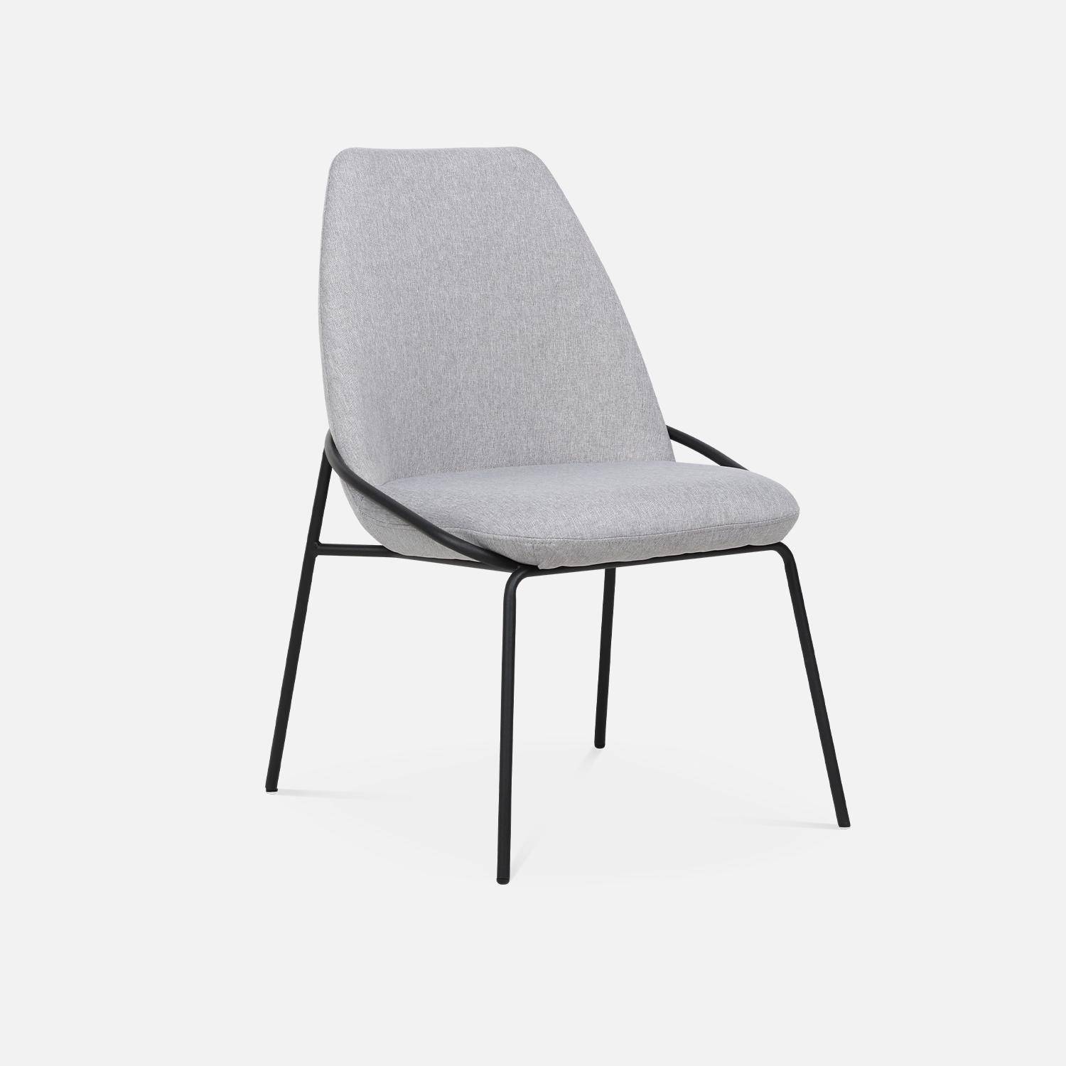 Retro-style metal and upholstered chair, 56.5x63x82.5cm, Lisbet, Light Grey,sweeek,Photo3