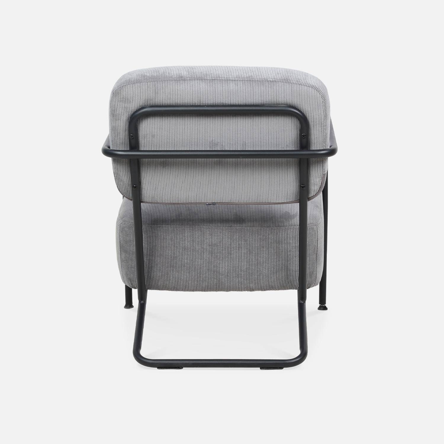 Fauteuil - Stina - en velours côtelé gris, 62 x 76 x 76,5cm Photo6