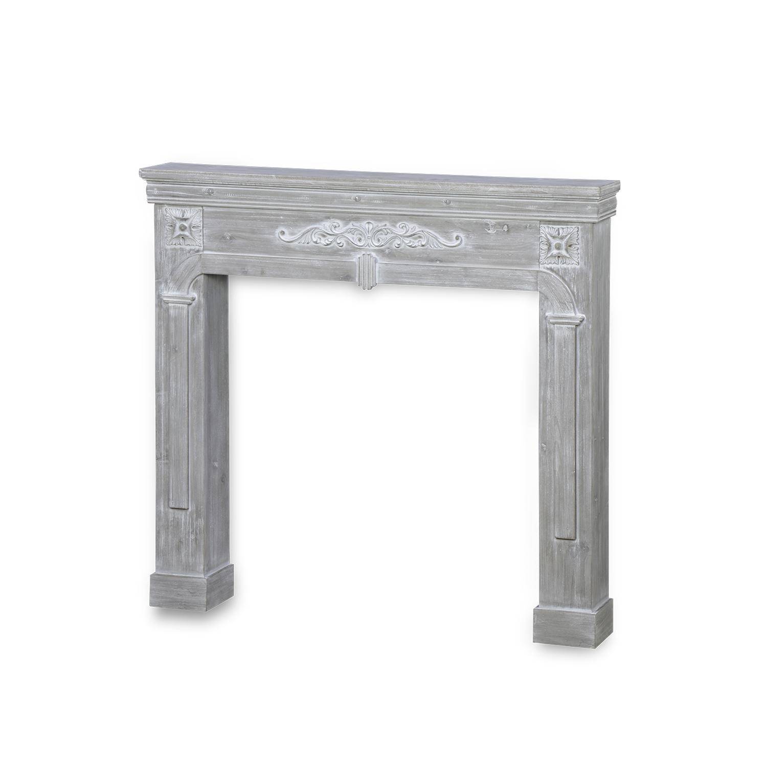 Cornice per caminetto effetto legno, Romance, Grigio sbiancato, 104x17x100 cm Photo5