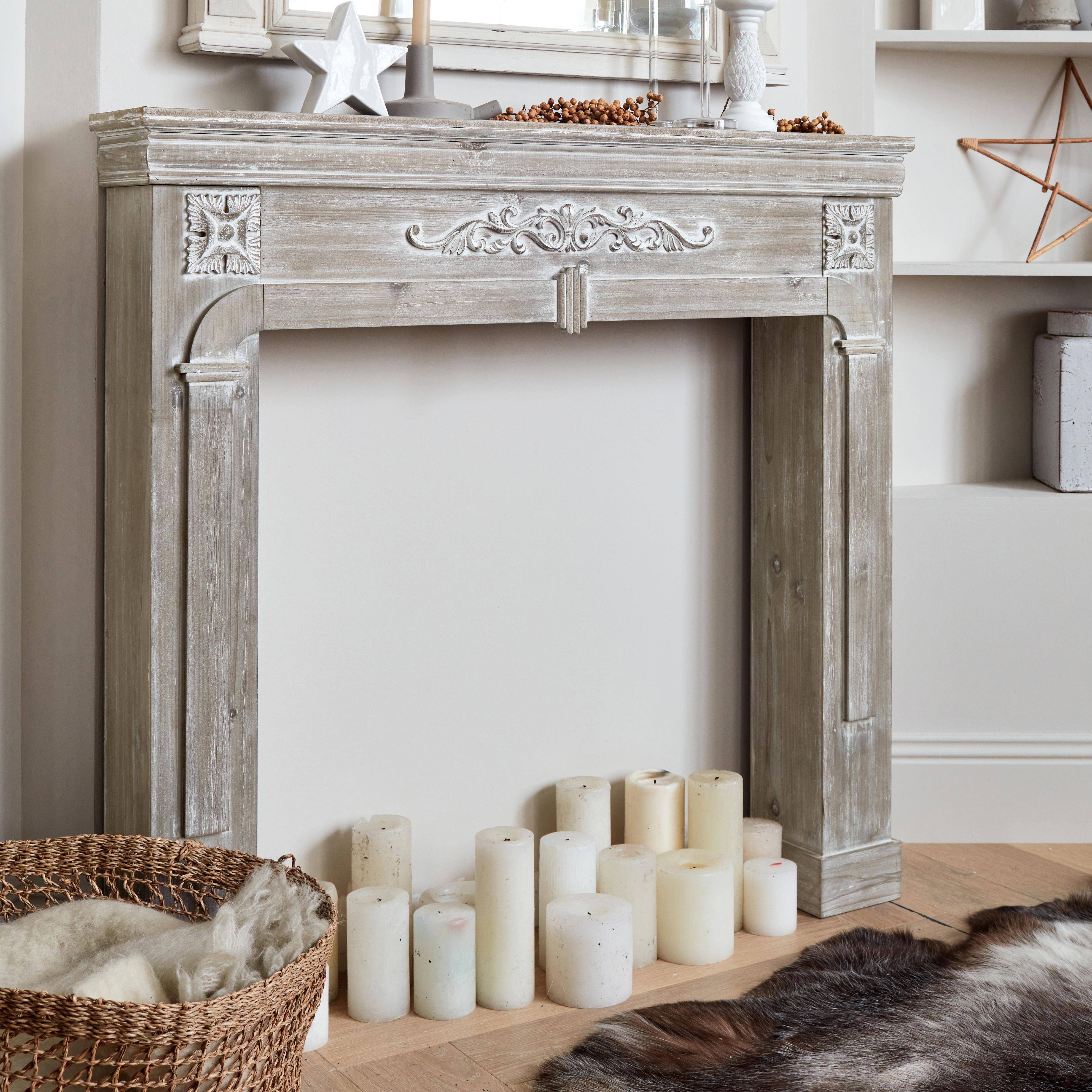 Decorative fireplace surround, MDF with firwood veneer, 104x17x100cm - Romance - Vintage Wood Colour,sweeek,Photo1