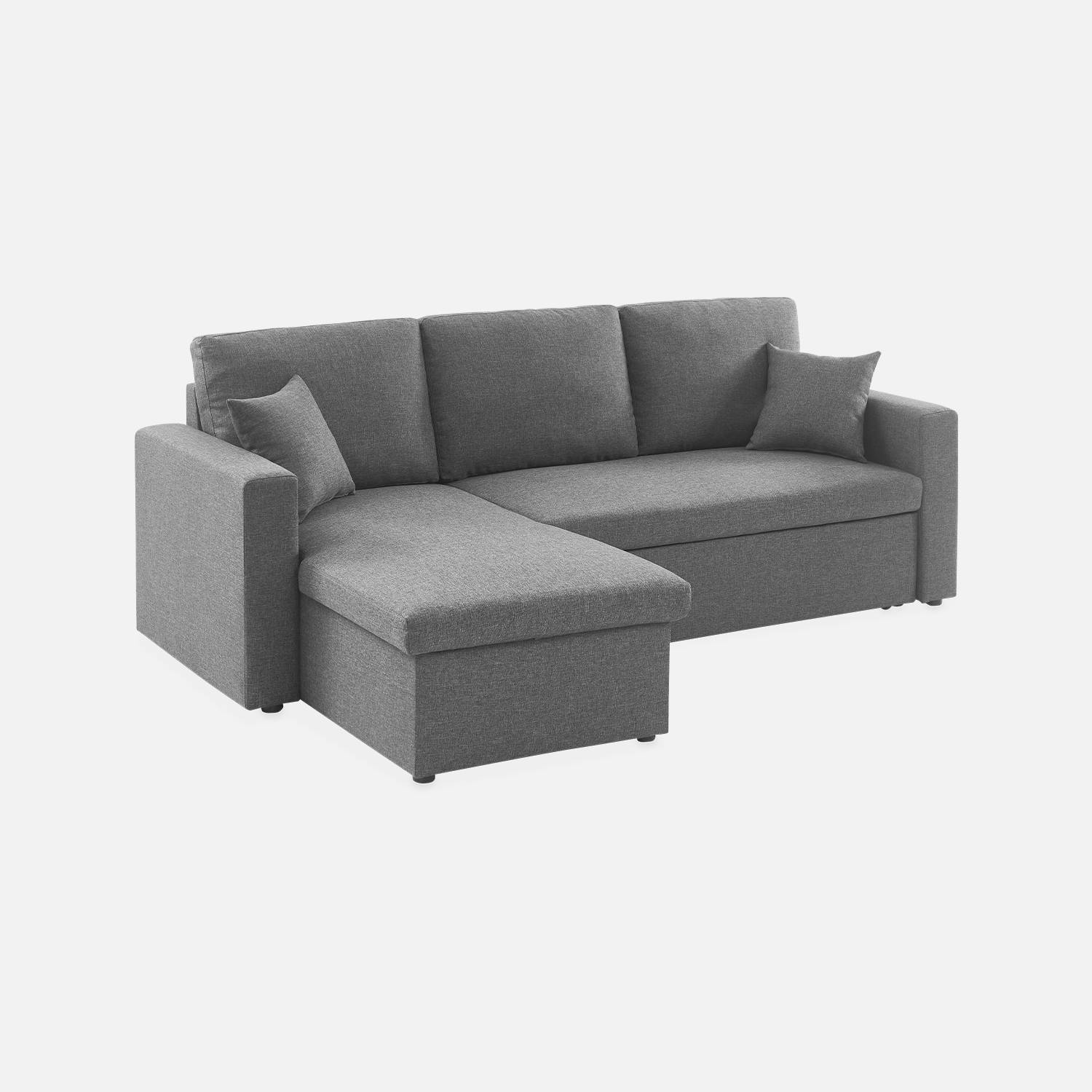 3-seater reversible corner sofa bed with storage, Grey