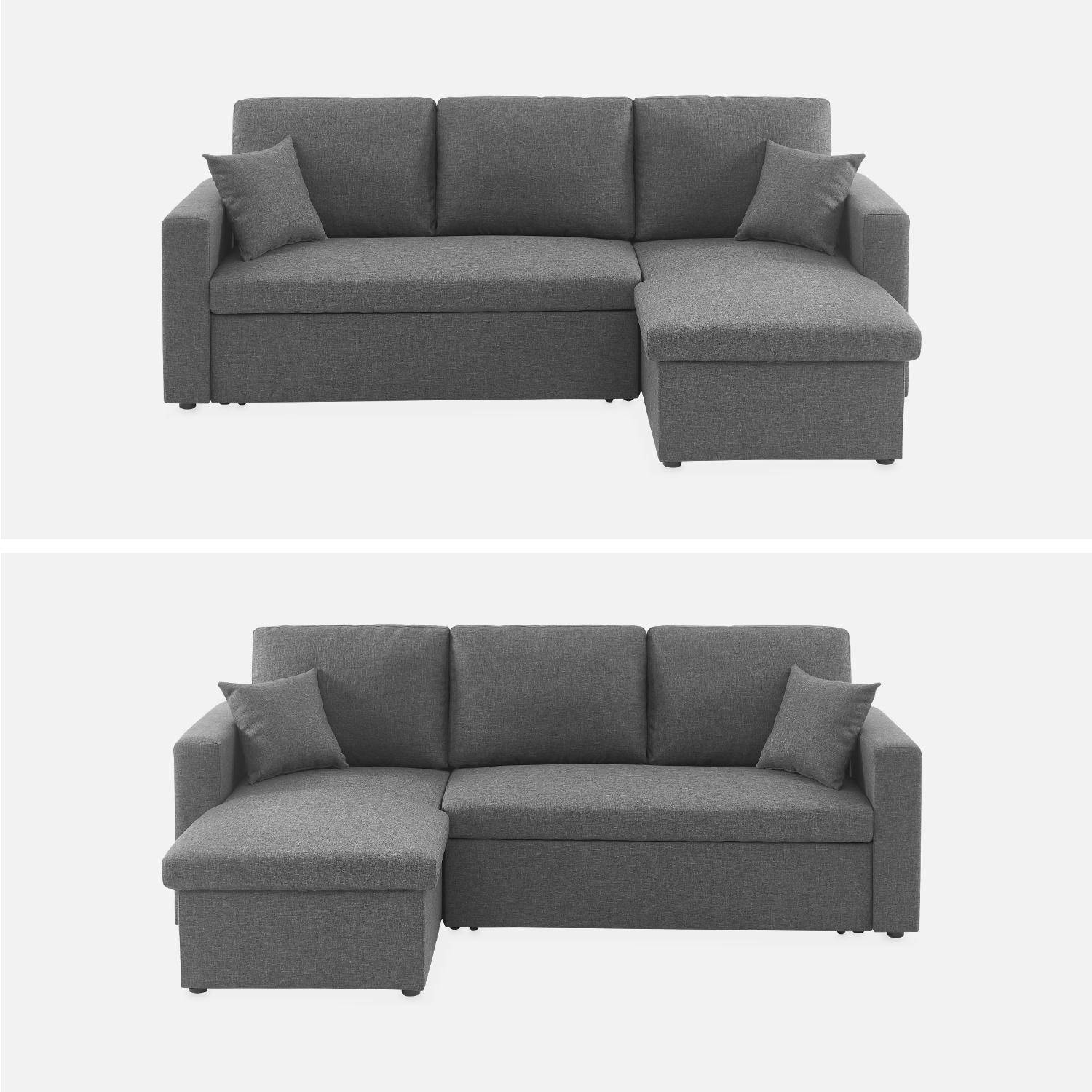 3-seater reversible grey corner sofa bed with storage box, : L219xD81xH68cm, IDA Photo5