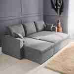 3-seater reversible light grey corner sofa bed with storage box, L219xD81xH68cm, IDA Photo2