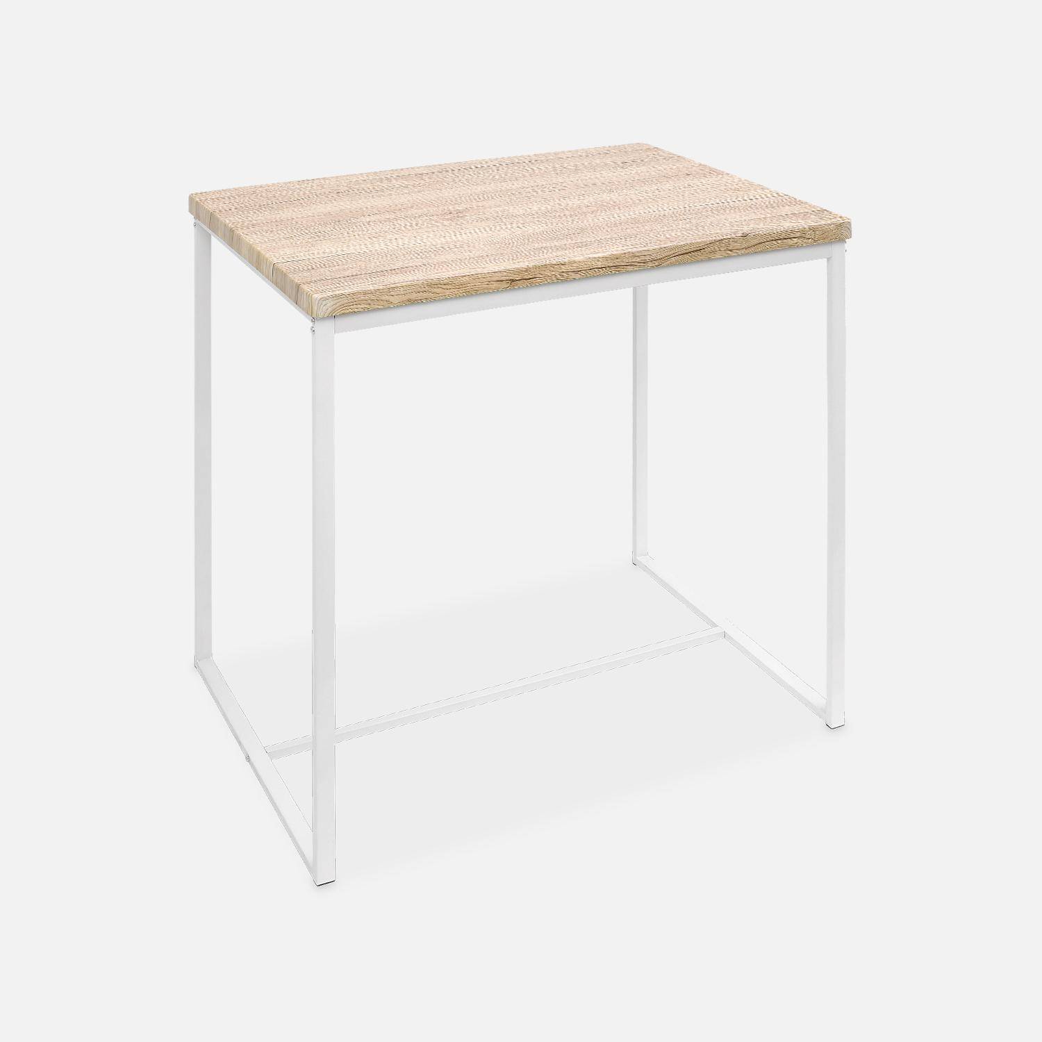 Conjunto mesa alta rectangular LOFT con 4 taburetes de barra, en acero e imitación madera, de diseño,sweeek,Photo3