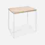 Conjunto mesa alta rectangular LOFT con 4 taburetes de barra, en acero e imitación madera, de diseño Photo3