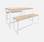 Esszimmer-Set LOFT Weiss rechteckiger Stahltisch L140 x B80 x H75 cm mit 2 Bänken L120 x B35x H46 cm, 4 Sitzplätze | sweeek