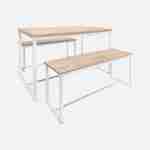 Set LOFT table rectangulaire en acier blanc mat L140x l80 x H75cm, 2 bancs de L120x l35x H46cm, 4 places Photo2
