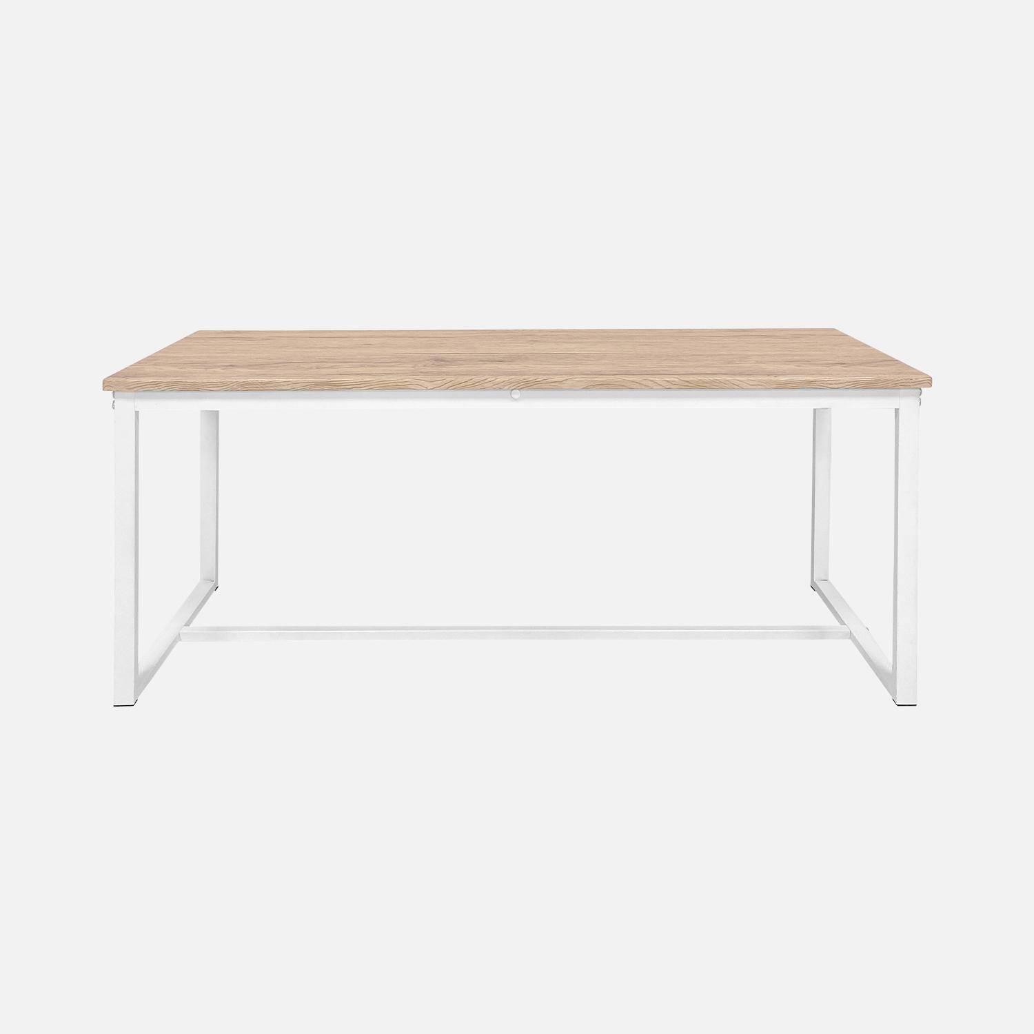 Set LOFT table rectangulaire en acier blanc mat L140x l80 x H75cm, 2 bancs de L120x l35x H46cm, 4 places Photo4
